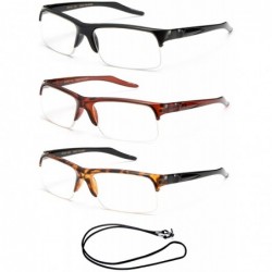 Oversized Newbee Fashion-"Rivera" Half Frame Spring Temple Reading Glasses - 3 Pack - C3188HIT84O $28.44