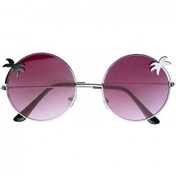Round Indie Palm Tree Gradient Lens Round Hippie Sunglasses - Purple - CO180E7IXLD $18.97