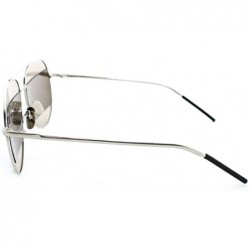 Aviator "Montious" Aviator Ultra Premium Brushed Aluminum Authentic Flash Sunglasses - Silver/Blue - CK12K7STXX1 $18.03