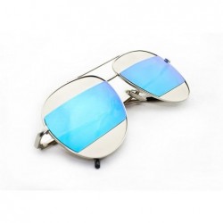 Aviator "Montious" Aviator Ultra Premium Brushed Aluminum Authentic Flash Sunglasses - Silver/Blue - CK12K7STXX1 $18.03