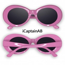 Oval Oval Goggles Kurt Mod Thick Frame Retro Round Lens Sunglasses Candy Color - Pink - CX196GTS43D $7.56