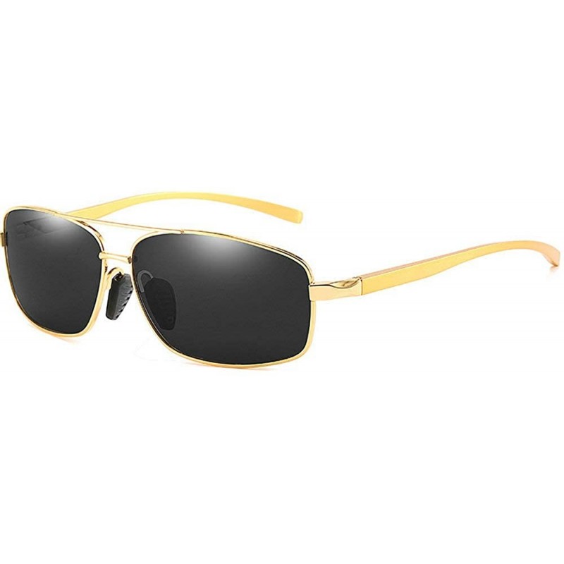 Goggle Polarized Sunglasses for Men Classic Rectangle Sun Glasses Aluminum Magnesium Frame UV400 Driving Goggles - C918XO6HOS...
