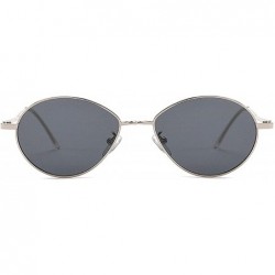 Oval Vintage Sunglasses for Men or Women metal AC UV400 Sunglasses - Silver Gray - CH18SASWNZQ $40.01