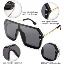 Rimless Classic Siamese One Piece Sunglasses Nice Rimless Stylish Retro Design for Women Men B2574 - 03 Black - CJ196556222 $...