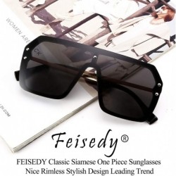 Rimless Classic Siamese One Piece Sunglasses Nice Rimless Stylish Retro Design for Women Men B2574 - 03 Black - CJ196556222 $...