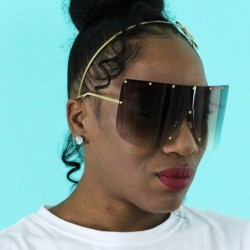 Shield XXL OVERSIZED Huge Big Shield Mask Half Face Owen Flat Top SUNGLASSES - Brown Gradient - CW18RNUY2U9 $13.11
