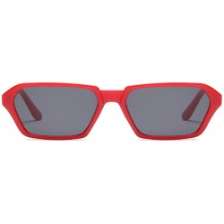 Goggle Vintage Rectangle Sunglasses Small Frame Women Square Fashion Eyewear - Red - CW18DWDENEO $19.41