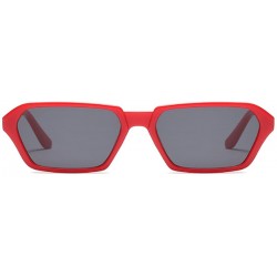 Goggle Vintage Rectangle Sunglasses Small Frame Women Square Fashion Eyewear - Red - CW18DWDENEO $9.45