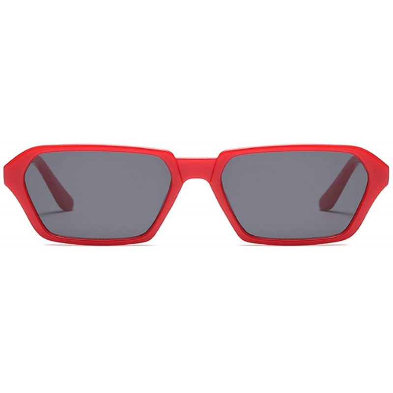 Goggle Vintage Rectangle Sunglasses Small Frame Women Square Fashion Eyewear - Red - CW18DWDENEO $9.45