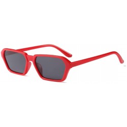 Goggle Vintage Rectangle Sunglasses Small Frame Women Square Fashion Eyewear - Red - CW18DWDENEO $9.45