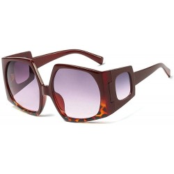 Goggle Fashion Sunglasses for women Brand Designer Large frame Irregular polygon Mens Goggle UV400 - Red Leopard - C218RNKYNC...