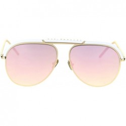 Rectangular Bridgeless Flat Top Brow Officer Racer Pilots Sunglasses - Gold White Pink Mirror - CB18S7UXE38 $27.22