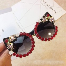 Round Personality Handmade Rhinestone Sunglasses Fashion - C13 - CH198GDSYOU $49.19