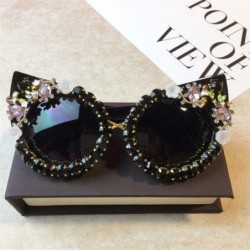 Round Personality Handmade Rhinestone Sunglasses Fashion - C13 - CH198GDSYOU $22.24