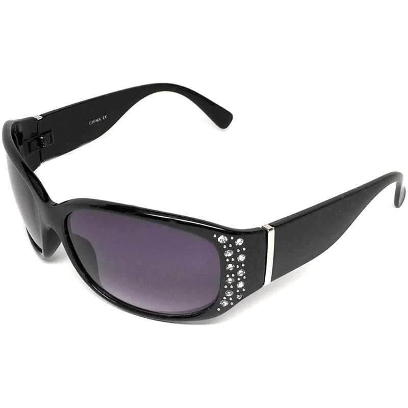 Oversized Women's Designer Inspired Rhinestone Sunglasses - Black- Gradient Smoke - C218DS9G89D $10.39