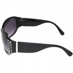 Oversized Women's Designer Inspired Rhinestone Sunglasses - Black- Gradient Smoke - C218DS9G89D $10.39