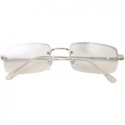 Rectangular Small Slim 90's Popular Nineties Rectangular Sunglasses Clear Rimless Eyewear - Silver Frame - Light Tint - CF18W...