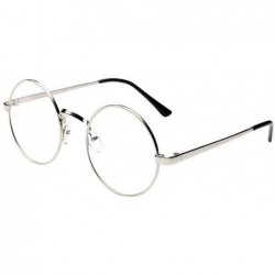 Round Round Clear Metal Frame Glasses- Circle Vintage Eye Glasses Retro Eyewear - Silver - CR18YRACAKK $14.67