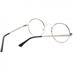 Round Round Clear Metal Frame Glasses- Circle Vintage Eye Glasses Retro Eyewear - Silver - CR18YRACAKK $9.58