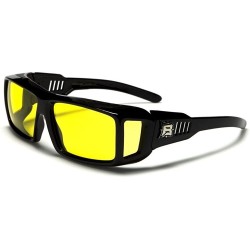 Oversized Polarized Lens Driving Oversize Sporty Stylish Over The Glasses Sunglasses - Black / Yellow - CO189R88CUM $23.18