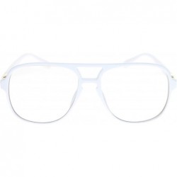 Aviator Mens Retro Nerdy Geek Urkel Plastic Pilot Clear Lens Eye Glasses - White - CI11Q16WX1N $18.59
