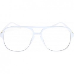 Aviator Mens Retro Nerdy Geek Urkel Plastic Pilot Clear Lens Eye Glasses - White - CI11Q16WX1N $10.66