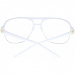 Aviator Mens Retro Nerdy Geek Urkel Plastic Pilot Clear Lens Eye Glasses - White - CI11Q16WX1N $10.66