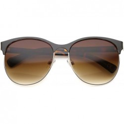 Wayfarer Women's Fashion Two Toned Tinted Lens Half-Frame Round Sunglasses 55mm - Black-gold / Amber - C612JP6GFTB $19.00