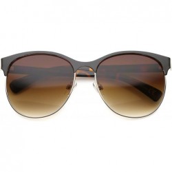 Wayfarer Women's Fashion Two Toned Tinted Lens Half-Frame Round Sunglasses 55mm - Black-gold / Amber - C612JP6GFTB $11.71