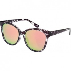 Oversized Horned Rim Sunnies with Case/Cleaning Cloth/Repair Kits M32166-FLREV - Clear+black - C6185R2KO2I $18.05
