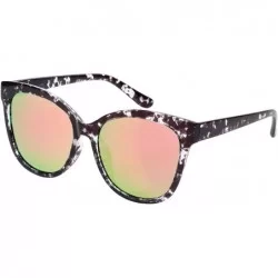 Oversized Horned Rim Sunnies with Case/Cleaning Cloth/Repair Kits M32166-FLREV - Clear+black - C6185R2KO2I $12.11