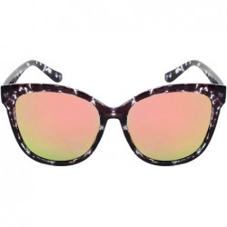 Oversized Horned Rim Sunnies with Case/Cleaning Cloth/Repair Kits M32166-FLREV - Clear+black - C6185R2KO2I $12.11