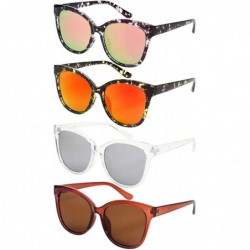 Oversized Horned Rim Sunnies with Case/Cleaning Cloth/Repair Kits M32166-FLREV - Clear+black - C6185R2KO2I $12.11