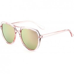 Aviator Flat Top Aviator Sunglasses for Men Women Sunglasses - Pink a - CS18M0XX0ZD $13.32