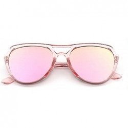 Aviator Flat Top Aviator Sunglasses for Men Women Sunglasses - Pink a - CS18M0XX0ZD $13.32