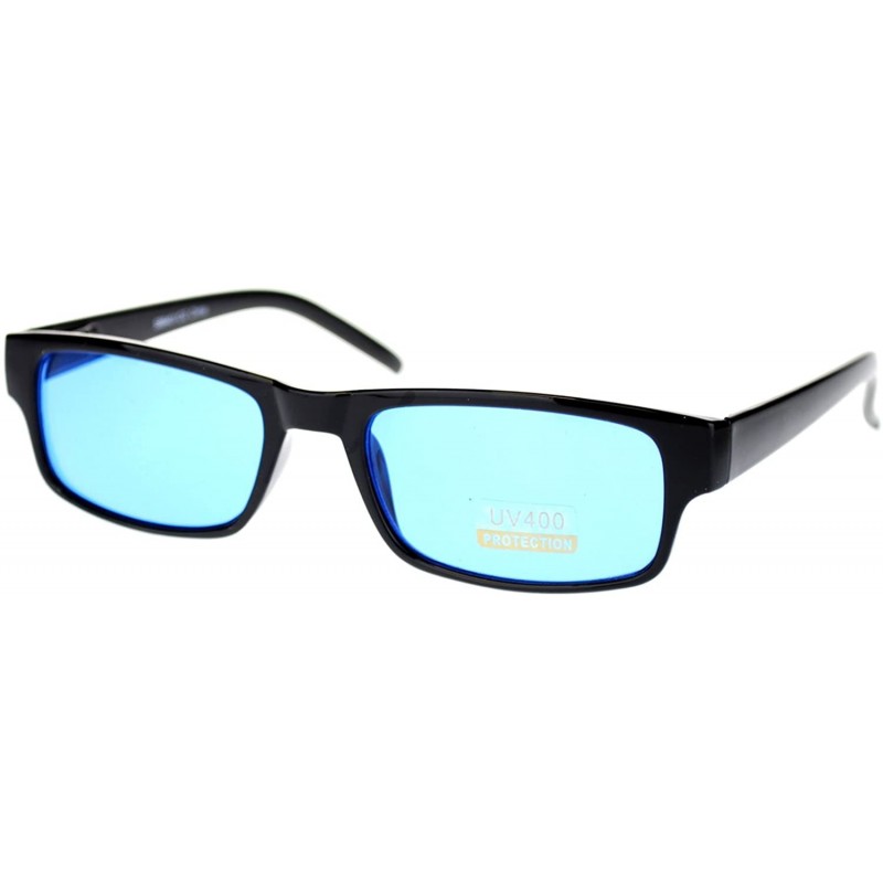 Rectangular Black Rectangle Frame Color Lens Sunglasses Spring Hinge - Black - CA1880O6MOZ $10.26