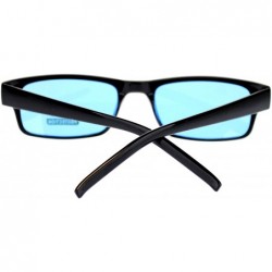 Rectangular Black Rectangle Frame Color Lens Sunglasses Spring Hinge - Black - CA1880O6MOZ $10.26