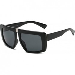 Goggle Women Retro Vintage Futuristic Flat Lens Square Oversized Fashion Sunglasses - Black - C218WSENXWS $23.28