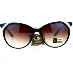 Cat Eye Womens Cat Eye Horn Rim Luxury Designer Fashion Sunglasses - Black Blue Brown - CX12HVJRX5T $15.32