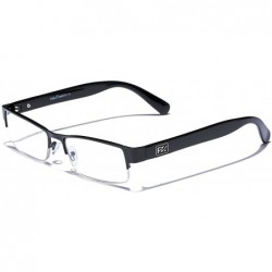 Semi-rimless Rectangular Half Frame Reading Glasses Fashion Designer Eyeglasses - Matte Black - CX125C4L969 $19.23