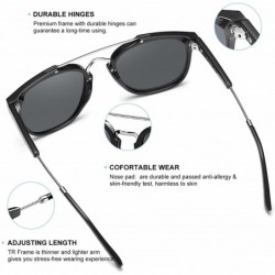 Rectangular Polarized Sunglasses Protection Oversized - Round Black1 - CW189XLWEG9 $23.46