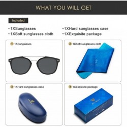 Rectangular Polarized Sunglasses Protection Oversized - Round Black1 - CW189XLWEG9 $23.46