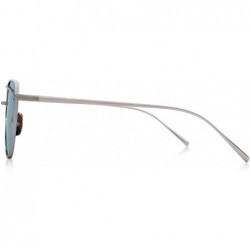 Cat Eye Fashion Women Cat Eye Sunglasses Coating Mirror Lens Sun glasses UV400 S7882 - Silver&blue - CW12MYEYGHA $14.47