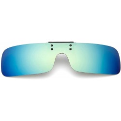 Rectangular Unisex Polarized Clip On Sunglasses Men One Piece Lens Sun Glasses Clip - Green Gold Mirror - C318E9K4GHN $8.78