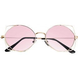 Cat Eye Sunglasses For Women - Cat Eye Mirrored Flat Lenses Metal Frame Sunglasses - Pink - C918RGSQ4GQ $10.09