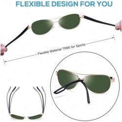 Round Polarized Sunglasses for Women UV Protection Outdoor Glasses Ultra-Lightweight Comfort Frame - Green Lens - CJ18RGX2469...