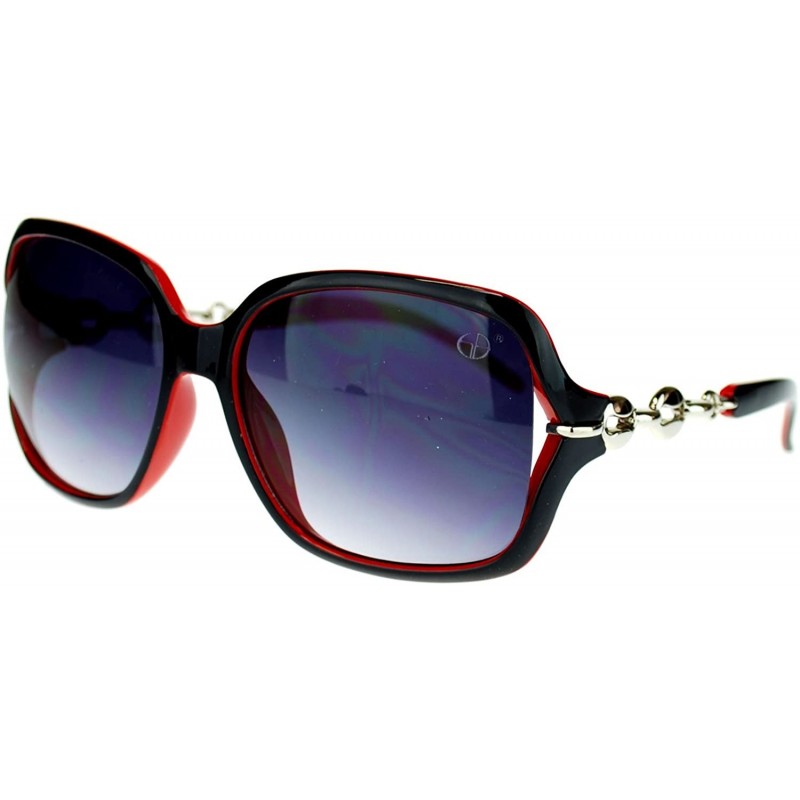 Butterfly Womens Oversized 2 Tone Expose Lens Jewel Chain Arm Butterfly Sunglasses - Black Red - C911NSKXR5L $15.22