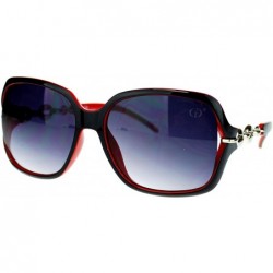 Butterfly Womens Oversized 2 Tone Expose Lens Jewel Chain Arm Butterfly Sunglasses - Black Red - C911NSKXR5L $15.22