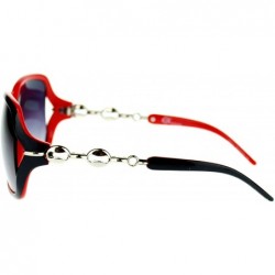 Butterfly Womens Oversized 2 Tone Expose Lens Jewel Chain Arm Butterfly Sunglasses - Black Red - C911NSKXR5L $15.22