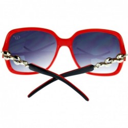 Butterfly Womens Oversized 2 Tone Expose Lens Jewel Chain Arm Butterfly Sunglasses - Black Red - C911NSKXR5L $15.22